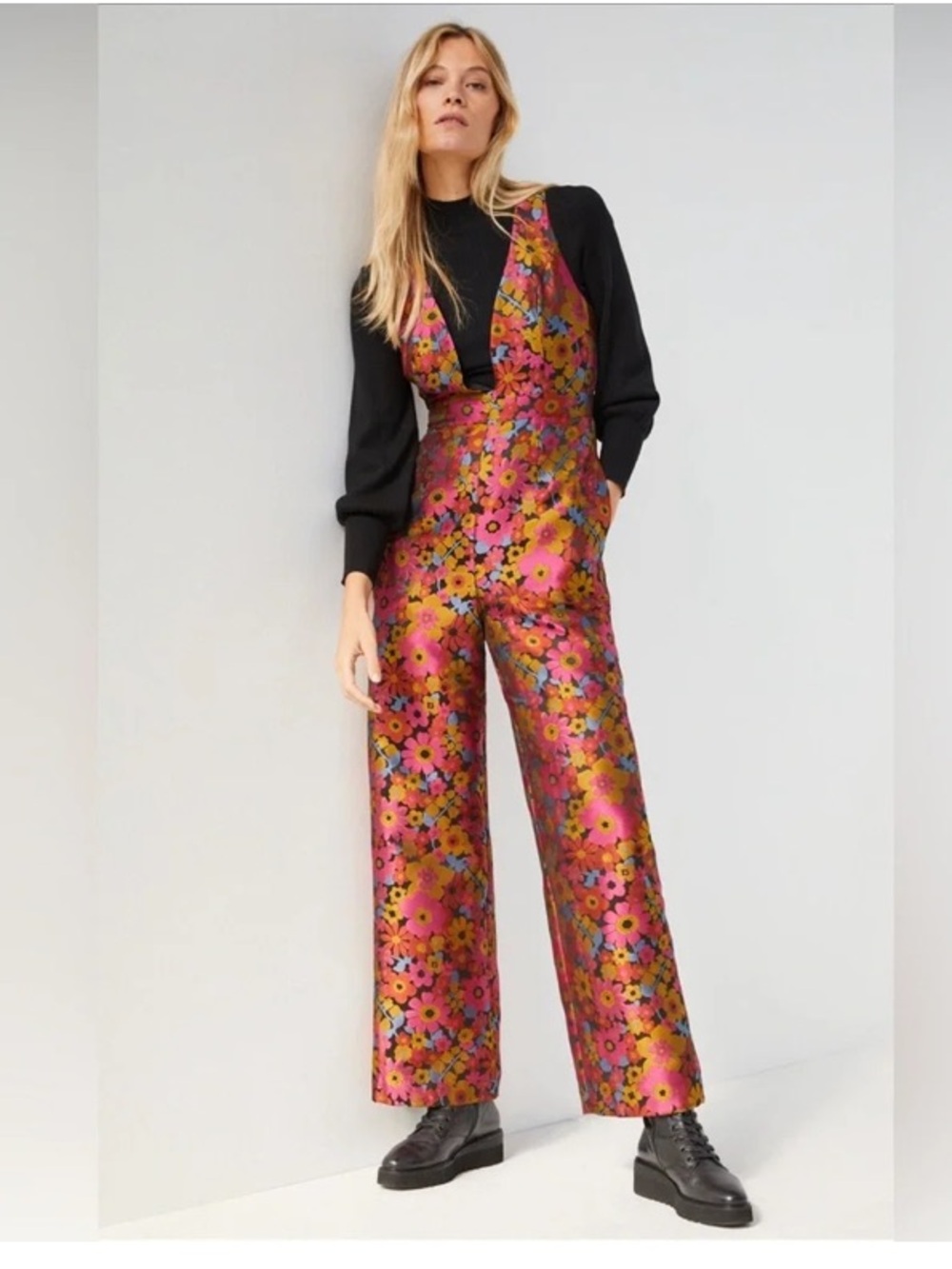 ISO! Hutch Floral Brocade jumpsuit